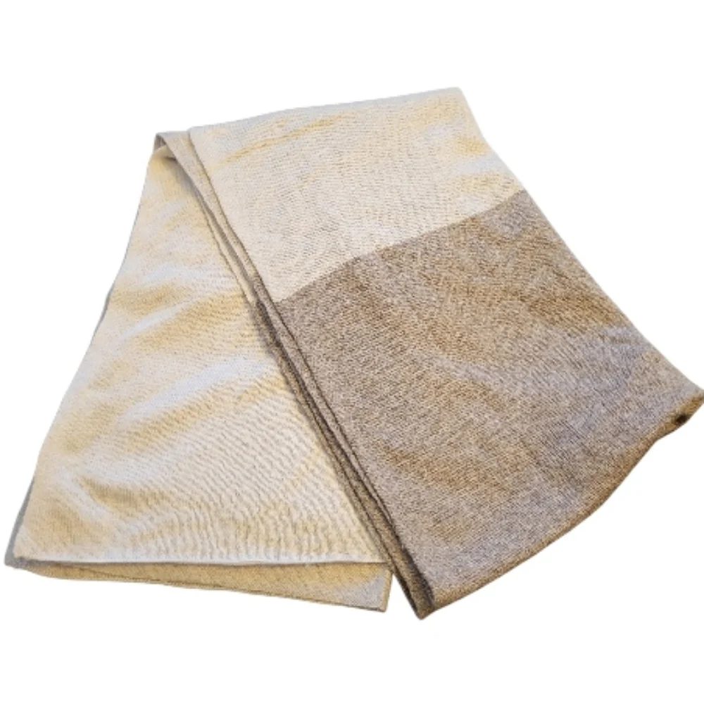 Celeste Elegant Taupe and Tan Wide Wool and Cashmere Blend Wrap / Scarf
